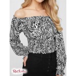 Жіночий Топ GUESS Factory (Camila Off-Shoulder Top) 63430-01 Реактивний Чорний Мульті