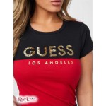 Женская Футболка GUESS Factory (Kinn Color-Block Logo Tee) 54350-01 Rugby Красный Мульти