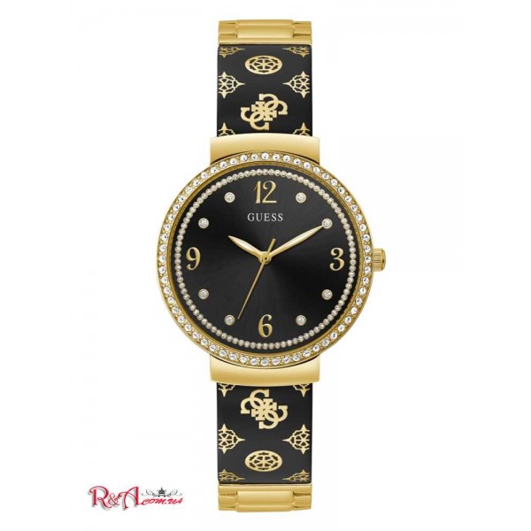 Женские Часы GUESS (Black and Gold-Tone Crystal Analog Watch) 60080-01 Multi