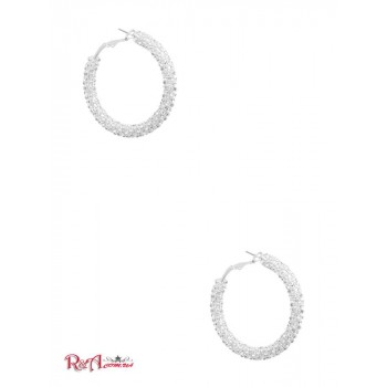 Женская Сережка (Silver-Tone Rhinestone Hoop Earring) 64940-01 Серебро