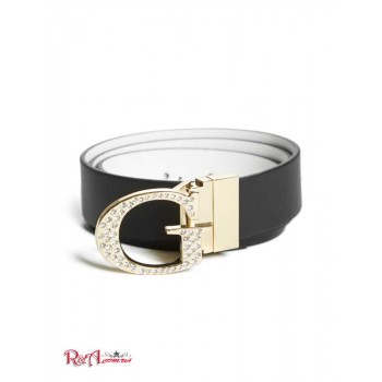 Жіночий Ремінь (Reversible Rhinestone G-Buckle Belt) 56440-01 Чорна Мийка
