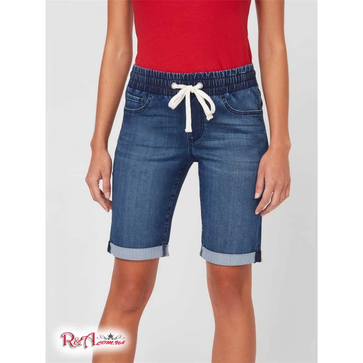 denim jogger shorts women's