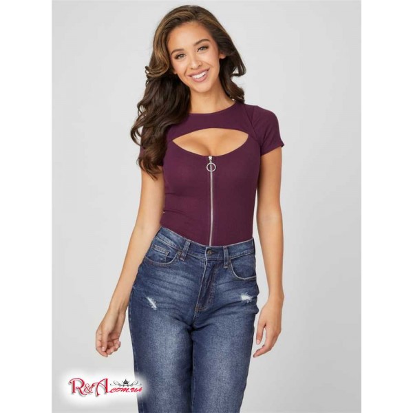Жіночий Топ GUESS Factory (Eagana Zip-Front Top) 57411-01 Claret