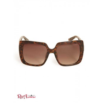 Жіночі Сонцезахисні Окуляри (Rhinestone Logo Plastic Square Sunglasses) 63551-01 Темний Havana/Gradient Коричневий