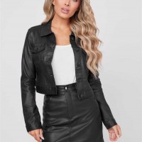 Жіноча Куртка (Jenny Cropped Coated Jacket) 63321-01 Чорний Покритий Жіноча Куртка (Jenny Cropped Coated Jacket) 63321-01 Чорний Покритий