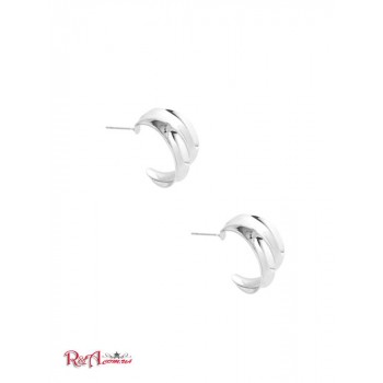 Женская Сережка (Silver-Tone Double Hoop Earring) 64621-01 Серебро