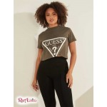 Жіноча Футболка GUESS (Cropped Logo Tee) 59331-01 Asphalt Зелений