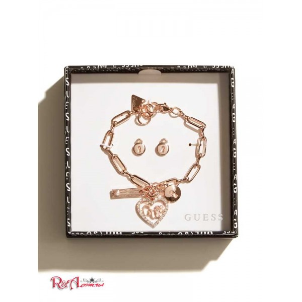 Женский Браслет GUESS Factory (Silver-Tone Charm Paperclip Bracelet Box Set) 56801-01 Розовое Золото