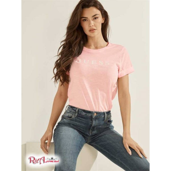 Женская Манжета GUESS (Eco 1981 Rolled Cuff Logo Tee) 58961-01 Pastel Dream Мульти