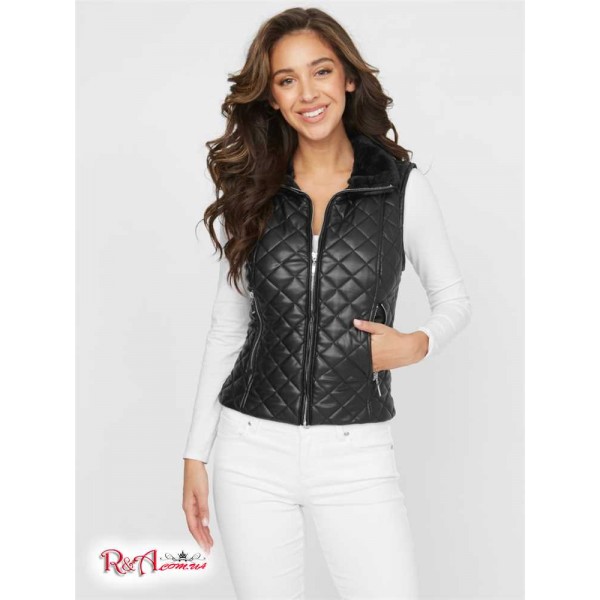 Жіночий Жилет GUESS Factory (Lars Quilted Faux-Leather Vest) 57101-01 Реактивний Чорний Жіночий Жилет GUESS Factory (Lars Quilted Faux-Leather Vest) 57101-01 Реактивний Чорний
