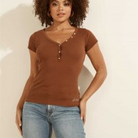 Женское Хенли (V-Neck Henley Tee) 58971-01 Burnt Wood