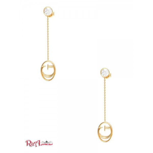Женская Сережка GUESS (Gold-Tone Logo Pendant Drop Earrings) 59821-01 Желтое Золото