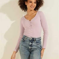 Женское Хенли (Rhinestone Logo Henley) 58981-01 Linen Сиреневый