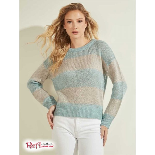 Жіночий Светр GUESS (Lorraine Stripe Alpaca-Blend Sweater) 58612-01 Wind Cloud And Синій Strip Жіночий Светр GUESS (Lorraine Stripe Alpaca-Blend Sweater) 58612-01 Wind Cloud And Синій Strip