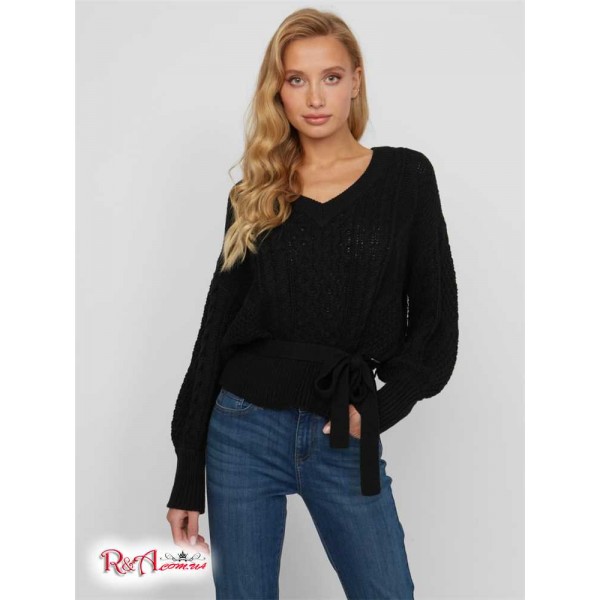 Жіночий Светр GUESS Factory (Kayla Belted Sweater) 63292-01 Реактивний Чорний Жіночий Светр GUESS Factory (Kayla Belted Sweater) 63292-01 Реактивний Чорний