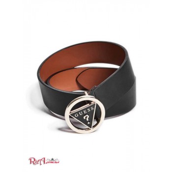 Женский Ремень (Round Triangle Logo Buckle Belt) 63572-01 Черный