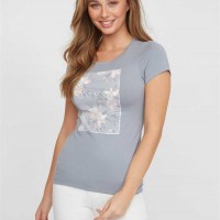 Женская Футболка (Kace Mesh Floral Tee) 63302-01 Синий Currents