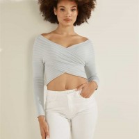 Женский Свитер (Eco Amber Crisscross Sweater) 58622-01 Серый Жемчужный