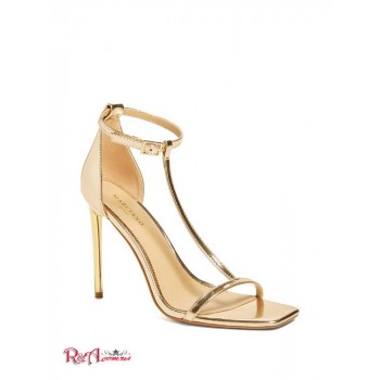 Женские Сандалии (Heeled T-Strap Sandal) 64572-01 Золотой