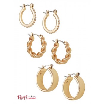 Женская Сережка (Gold-Tone Huggie Hoop Earrings Set) 64673-01 Multi