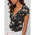 Жіночий Топ GUESS Factory (Cerise Studded Split-Neck Top) 64163-01 Реактивний Чорний Мульті