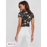 Жіночий Топ GUESS Factory (Cerise Studded Split-Neck Top) 64163-01 Реактивний Чорний Мульті
