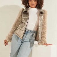 Женская Куртка (Fabrizia Contrast Puffer Jacket) 58843-01 Бронзовый Мульти