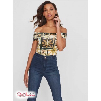 Женский Топ (Loba Printed Ribbed Off-The-Shoulder Top) 64133-01 Древесина Ash Multi