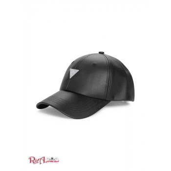Женская Бейсболка (Faux-Leather Logo Emblem Baseball Hat) 63573-01 Черный