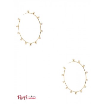 Женская Сережка (14KT Rhinestone Hoop Earring) 59203-01 Золото
