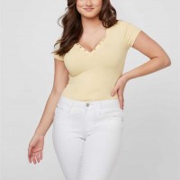 Женский Топ (Cerise Studded Split-Neck Top) 64164-01 Raise Sun Желтый