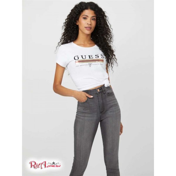 Женская Футболка GUESS Factory (Sterling Sequin Logo Tee) 54614-01 Pure Белый