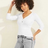 Женское Хенли (Rhinestone Logo Henley) 41144-01 Pure Белый Женское Хенли (Rhinestone Logo Henley) 41144-01 Pure Белый