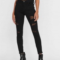 Жіночі Джинси (Everlee Mid-Rise Ankle Skinny Jeans) 63284-01 Чорний Руйнує