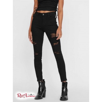 Жіночі Джинси (Everlee Mid-Rise Ankle Skinny Jeans) 63284-01 Чорний Руйнує
