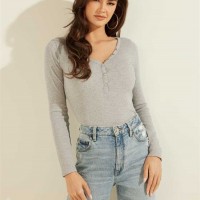 Женское Хенли (Rhinestone Logo Henley) 58975-01 Светлый Heather Серый