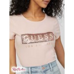 Женская Футболка GUESS Factory (Steel Sequin Foil Tee) 54605-01 Розовый Gloss