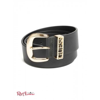 Жіночий Ремінь (Gold Logo Block Belt) 60335-01 Чорний