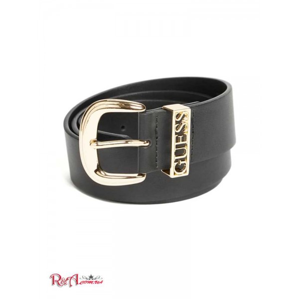 Жіночий Ремінь GUESS (Gold Logo Block Belt) 60335-01 Чорний