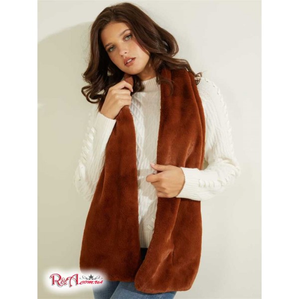 Женский Шарф GUESS (Elsie Faux-Fur Oblong Scarf) 64646-01 Коньяк Коричневый Мульти