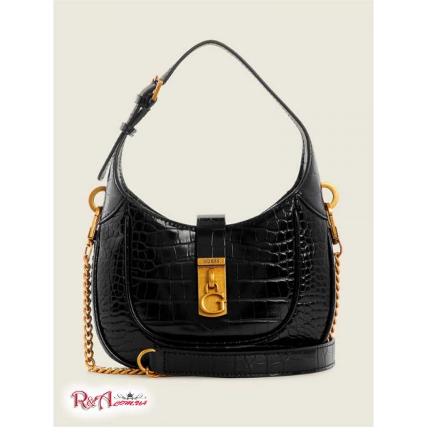 Жіноча Сумка Хобо GUESS (Maimie Croc Mini Hobo Bag) 64946-01 Чорний