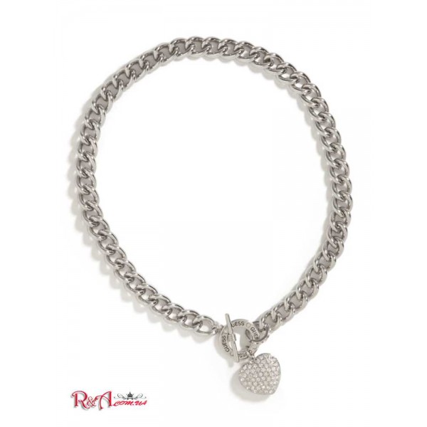 Жіноче Намисто GUESS Factory (Silver-Tone Rhinestone Heart Necklace) 63586-01 Срібна