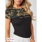 Женская Футболка GUESS Factory (Kinn Color-Block Logo Tee) 57346-01 Brooks Camo Мульти