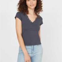 Жіночий Топ (Cerise Studded Split-Neck Top) 64166-01 Midnight Moon