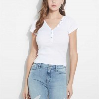 Женское Хенли (V-Neck Henley Tee) 40996-01 Pure Белый