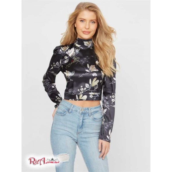 Жіночий Топ GUESS Factory (Dia Mock Neck Top) 57466-01 Реактивний Чорний Мульті