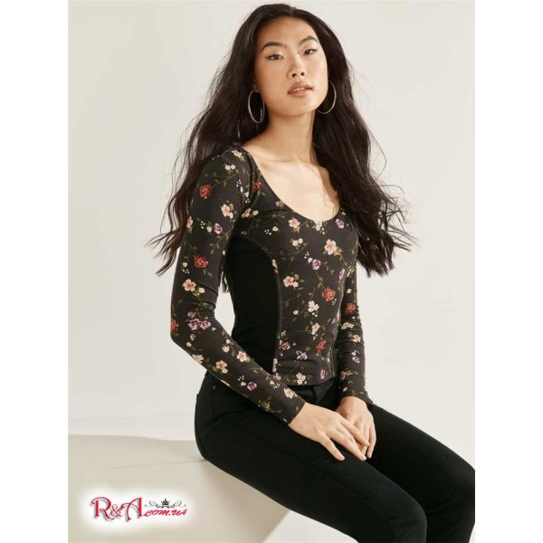 Жіночий Топ GUESS (Eco Rommi Top) 64476-01 Whimsy Floral Print Чорний