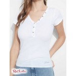 Женское Хенли GUESS (V-Neck Henley Tee) 40996-01 Pure Белый