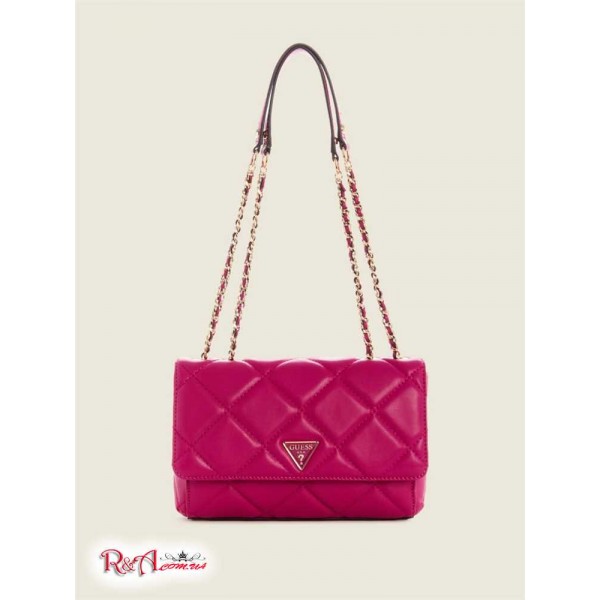 Жіноча Сумка Кроссбоди GUESS (Cessily Quilted Convertible Crossbody) 64907-01 Фуксія