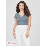 Жіночий Топ GUESS Factory (Cerise Studded Split-Neck Top) 64167-01 Squall Sea